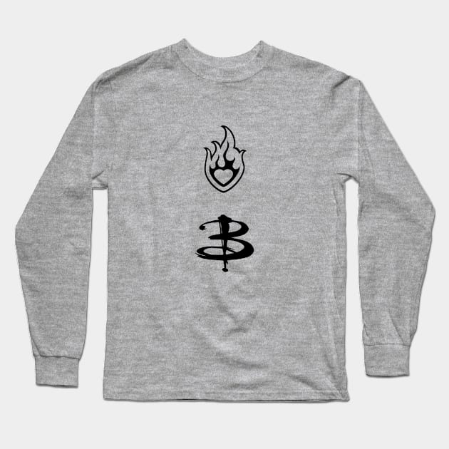 Buffy Heart Flame Emblem Long Sleeve T-Shirt by likeapeach